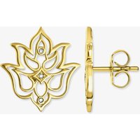 THOMAS SABO Women's Gold Plated Diamond Lotus Flower Ornamentation Earrings D_H0007-924-39