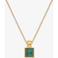 Hot Diamonds x Jac Jossa 18ct Gold Plated Silver Revive Malachite Square Pendant DP844 – - 18ct Gold Plated Sterling Silver