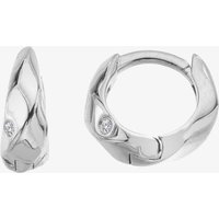 Hot Diamonds Sterling Silver Ridge Huggie Earrings DE869 | Acotis - Diamond / Sterling Silver