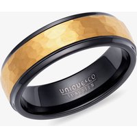 Unique Tungsten Black & Gold-Tone Hammered Ring TUR-164-68