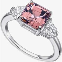 Diamonfire Clear Morganite Cubic Zirconia Delicate Princess Cut Timeless Claw Set Ring - R3999 - Size 50 - Sterling Silver / Palladium Plated / Platinum Plated / Rhodium Plated / Zirconia