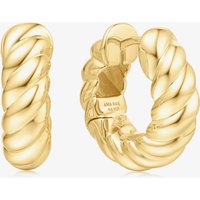 Ania Haie Chill Voyager 14ct Gold Plated Textured Medium Huggie Hoop Earrings E063-07G