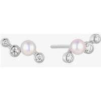 Ania Haie Silver Zig-Zag Shell Pearl Stud Earrings | Acotis Jewellery - Sterling Silver,Rhodium Plated