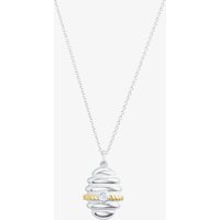 Sterling Silver & Yellow Gold Plated Cubic Zirconia Bee Hive Pendant Necklace BTH6-SL-CZ YGP