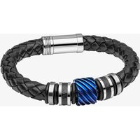 Fred Bennett Blue Steel Black Leather Braided Bracelet B5640