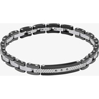 Fred Bennett Stainless Steel & Ceramic Link Bracelet with Black CZ Detail