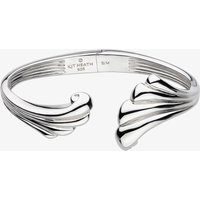 Kit Heath Océane Shell Echo Rhodium Plated Grande Hinged Bangle - Size S/M - Sterling Silver / Rhodium Plated