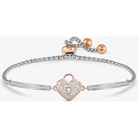Nomination Milleluci Rose Gold Tone Plated Cubic Zirconia Heart Padlock Box Chain Bracelet 028029/019