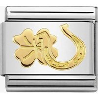 Nomination CLASSIC Gold Symbols Horseshoe and Four Leaf Clover Charm 030149/34