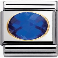 Nomination CLASSIC Gold Oval Faceted Cubic Zirconia Dark Blue Charm 030601/007