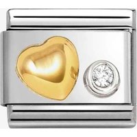 Nomination CLASSIC Stainless Steel & 18ct Yellow Gold Cubic Zirconia Heart Charm 630301/02
