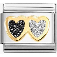 Nomination CLASSIC Double Black & Silver Glitter Hearts Charm 030220/15