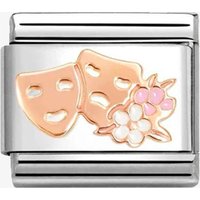 Nomination Classic Rose Gold Theatre Masks with Flowers Charm