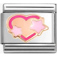 Nomination CLASSIC Stainless Steel 9ct Rose Gold Pink Heart & Stars Charm 430202/41