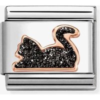 Nomination Composable Classic Rose Gold Black Glitter Cat Charm 430205/32