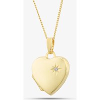9ct Gold Heart Shaped Diamond Locket With Chain LK231 CN025-18