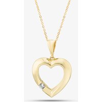 9ct Yellow Gold Cubic Zirconia Open Heart Necklace P1616Y