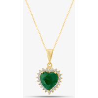 9ct Yellow Gold Green Cubic Zirconia Heart Halo Pendant Necklace NBD026YEM TRACEY9-18