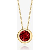 Tivon 18ct Yellow Gold Rubover Garnet Single Stone Necklace PY-0848-GR