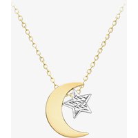 9ct Two-Tone Gold Adjustable Moon and Stars Necklace 2.19.9364