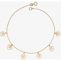 9ct Yellow Gold Heart & Flower Charm Bracelet GB508