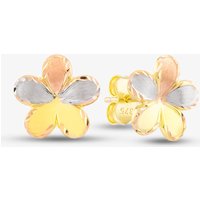 9ct Three Colour Gold Flower Stud Earrings GER34-MC