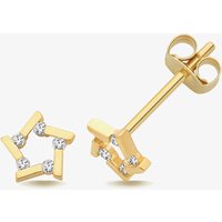 9ct Yellow Gold Cubic Zirconia Open Star Stud Earrings ES2177