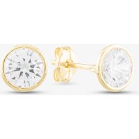 9ct Gold Cubic Zirconia Clear Round Roll Over Stud Earrings 1-57-4373