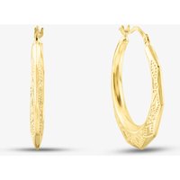9ct Yellow Gold Patterned Creole Earrings UER102Y
