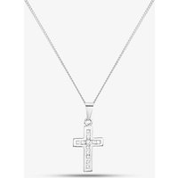 Silver 16mm Cubic Zirconia Cross and Chain SCS1