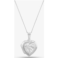 Silver Heart Engraved Locket and Chain 8.65.1273