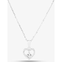 T.H.Baker Women's Sterling Silver Cubic Zirconia Pave Heart In Heart Pendant N611081