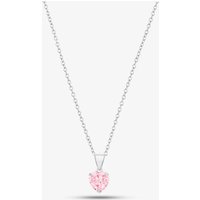 T.H.Baker Women's Sterling Silver 5mm Pink Crystal Heart Pendant 8.62.2694