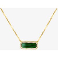 LUXE Silver Gold Plated Malachite & Cubic Zirconia Octagonal Necklace 8.12.0200