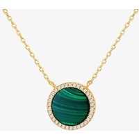 LUXE Silver Gold Plated Malachite & Cubic Zirconia Round Necklace 8.12.0210