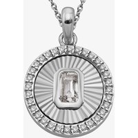 Sterling Silver Cubic Zirconia Medallion Pendant Necklace MK-1042