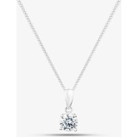 T.H.Baker Women's Silver 5mm Round Cut Cubic Zirconia Pendant PRD5 N2326 (BK) | Size: 45 cm