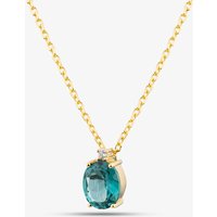 Yellow Gold Tone Plated Sterling Silver Oval Cut Teal Cubic Zirconia Pendant AP14166Z-TMNN-A75/G