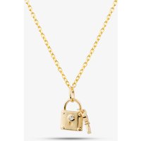 Yellow Gold Tone Plated Sterling Silver Cubic Zirconia Padlock and Key Pendant AP17943Z/G