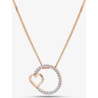 Fashionista Gold Rose Gold Tone Plated Sterling Silver Cubic Zirconia Open Circle & Heart Pendant 05S2AZP504307