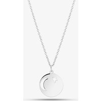 T.H.Baker Women's Engravables- Silver Moon & Star Cut Out Pendant P-4083 | Size: 18 inches