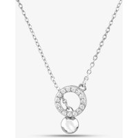 Silver Cubic Zirconia Open Circle With Silver Ball Necklace MPW0069A