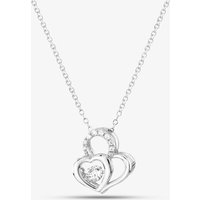Silver Cubic Zirconia Circle Heart Necklace MP02327D