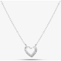 T.H.Baker Women's Silver Cubic Zirconia Heart Necklace 18739 | Size: 43 cm