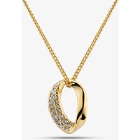 Yellow Gold Tone Plated Sterling Silver Cubic Zirconia Twist Oval Pendant 016-34468/GP
