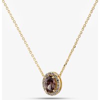 Yellow Gold Tone Plated Sterling Silver Purple Cubic Zirconia Halo Pendant 016-35004/GP
