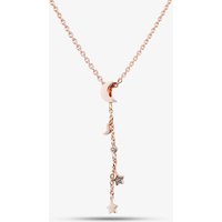 Fashionista Gold Rose Gold Tone Plated Sterling Silver Cubic Zirconia Moon & Stars Pendant 05S2AZN446008