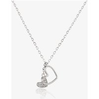 T.H.Baker Women's Sterling Silver Cubic Zirconia Two Hearts Necklace N611056 | Size: Adjustable