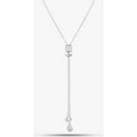 T.H.Baker Women's Sterling Silver Cubic Zirconia Pave Barrel & Ball Lariat Necklace N611058