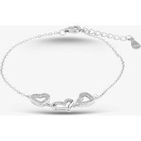 T.H.Baker Women's Silver 6.5-8.5 Inch Pavé Open Heart Bracelet B613594